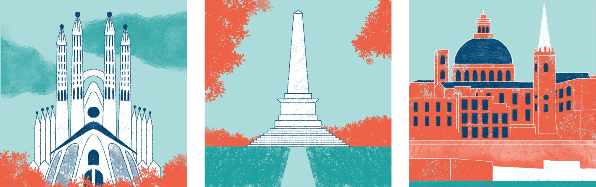 Illustration destinations mobilités Erasmus+